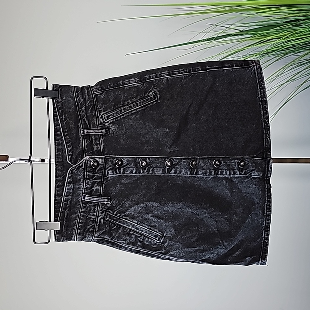 Pilcro and the Letterpress High Waisted Black Denim Skirt